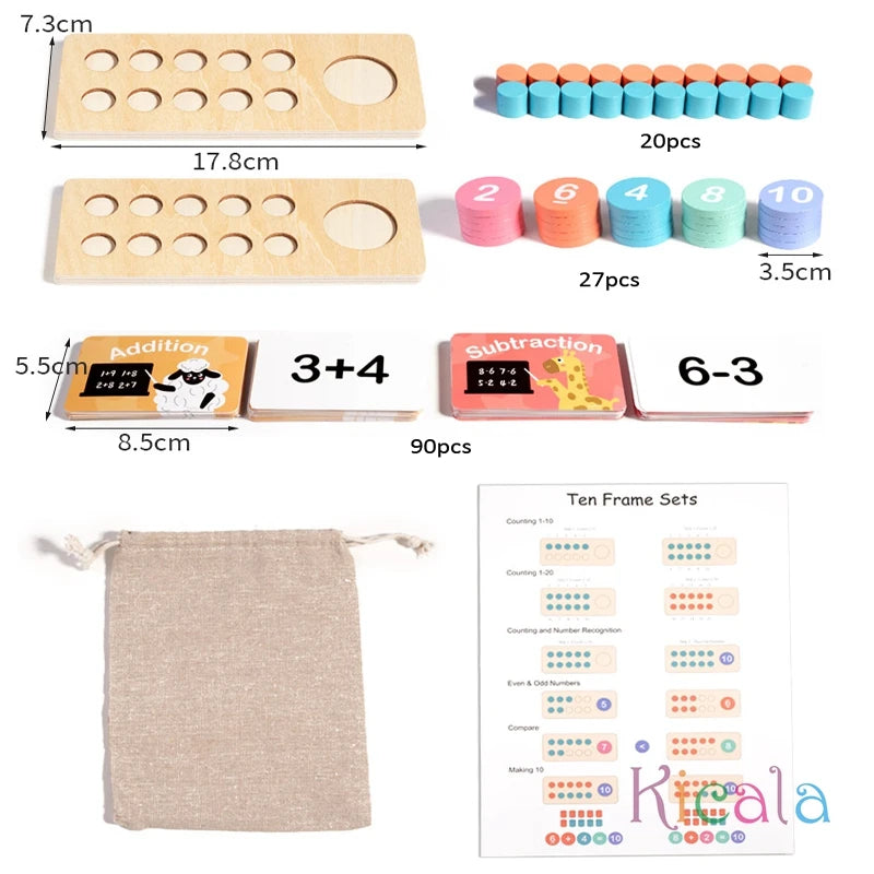 Juegos de Madera para Aprender Matemáticas: Set Montessori de Aritmética y Descomposición Numérica, Juguetes Educativos para el Desarrollo Temprano de Niños Pequeños.