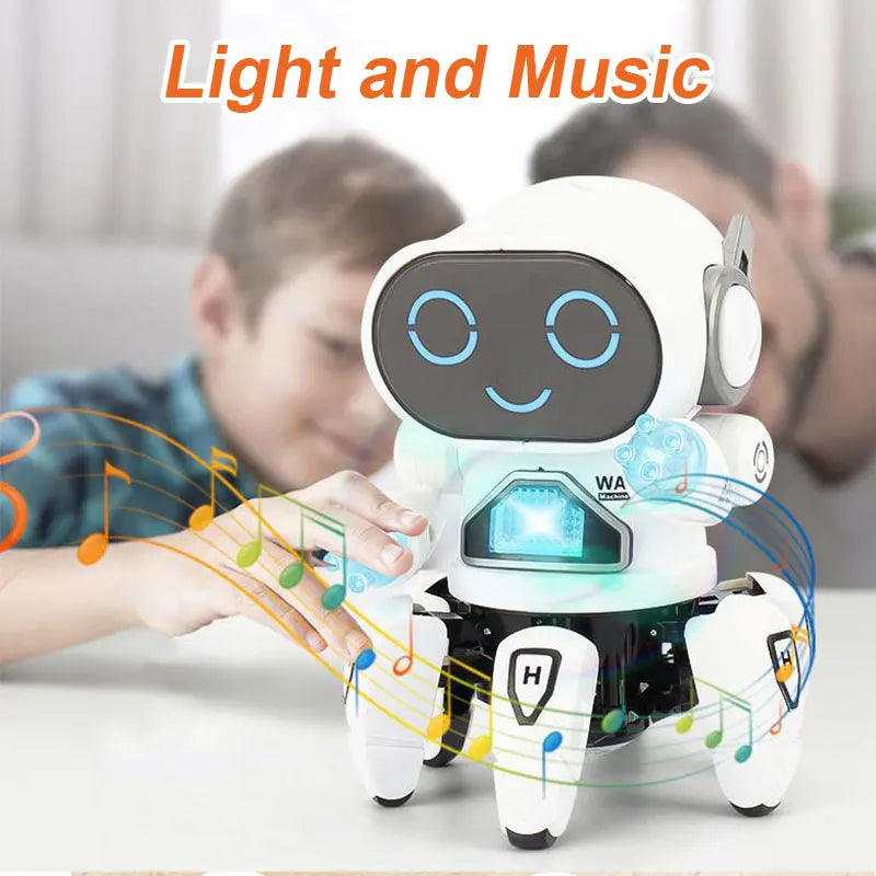 Juguetes educativos de robots bailarines con música y luces LED. Incluye un pulpo robótico de 6 brazos. Ideal como regalo de cumpleaños para bebés y niños.