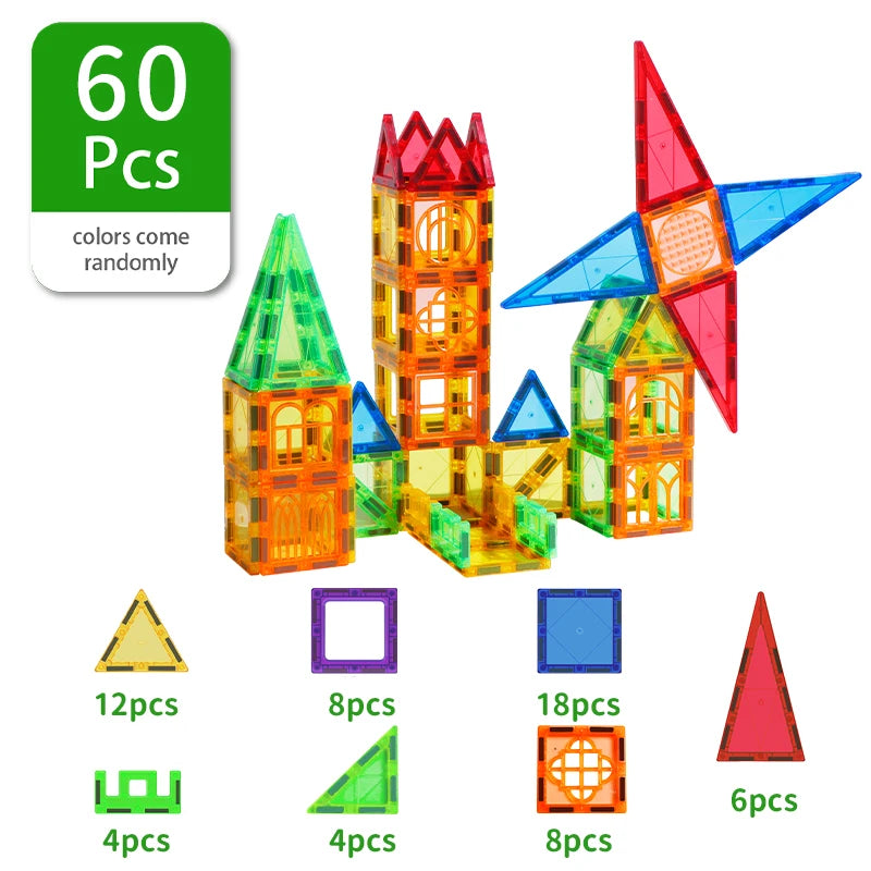 Magplayer Bloques Magnéticos de Construcción: Set de Azulejos Imantados, Juguete Educativo Montessori para Niños y Niñas.