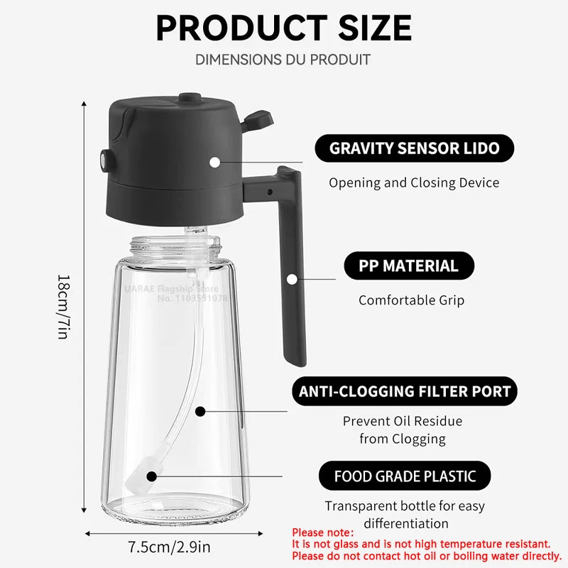 Dispensador Premium 2 en 1: Botella Rociadora y Vertedora de 500mL - El Control Total de tus Aceites en la Cocina