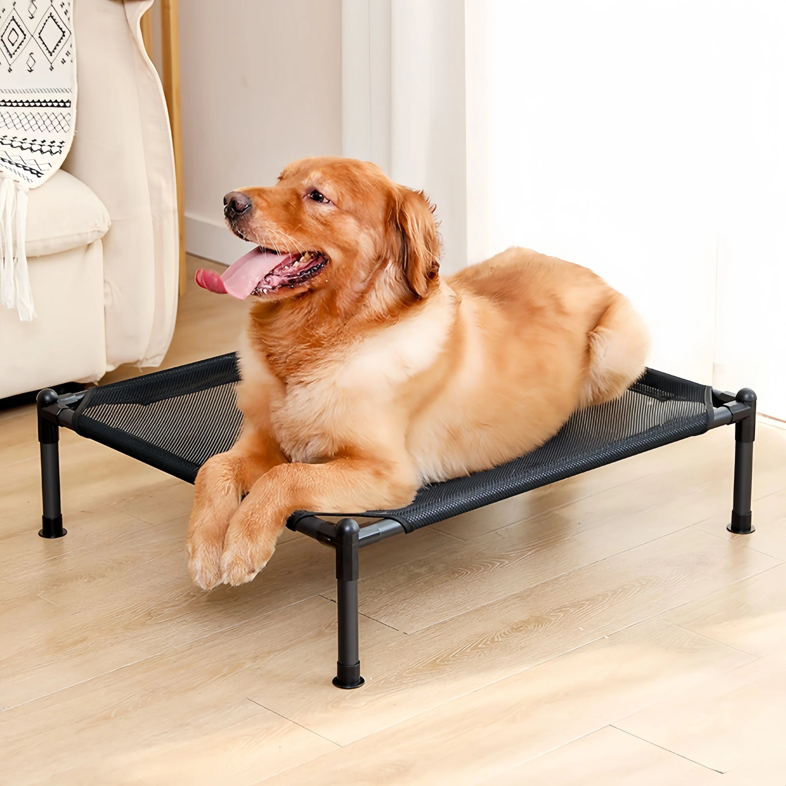 Cama de camping para mascotas: Hamaca desmontable y cómoda para perros, con base antideslizante y resistente a la humedad. Cama elevada para perros.