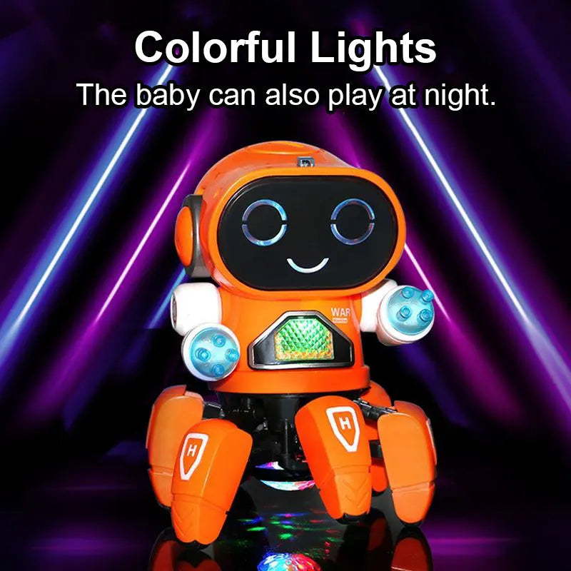 Juguetes educativos de robots bailarines con música y luces LED. Incluye un pulpo robótico de 6 brazos. Ideal como regalo de cumpleaños para bebés y niños.