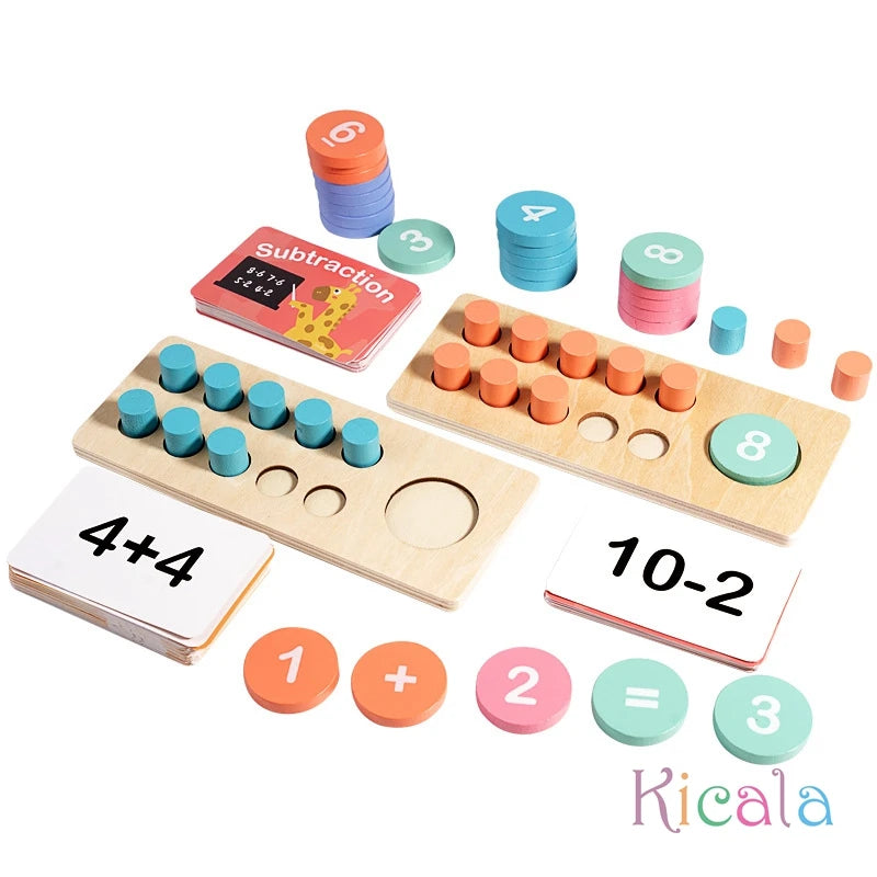 Juegos de Madera para Aprender Matemáticas: Set Montessori de Aritmética y Descomposición Numérica, Juguetes Educativos para el Desarrollo Temprano de Niños Pequeños.