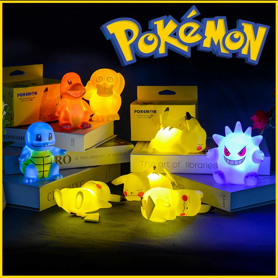 Lámpara Nocturna Pokemon Pikachu de 12 cm Juguete Luminoso para Niños Pokemon Pikachu Lámpara de Mesita Adorable Regalo de Cumpleaños de Navidad para Niños