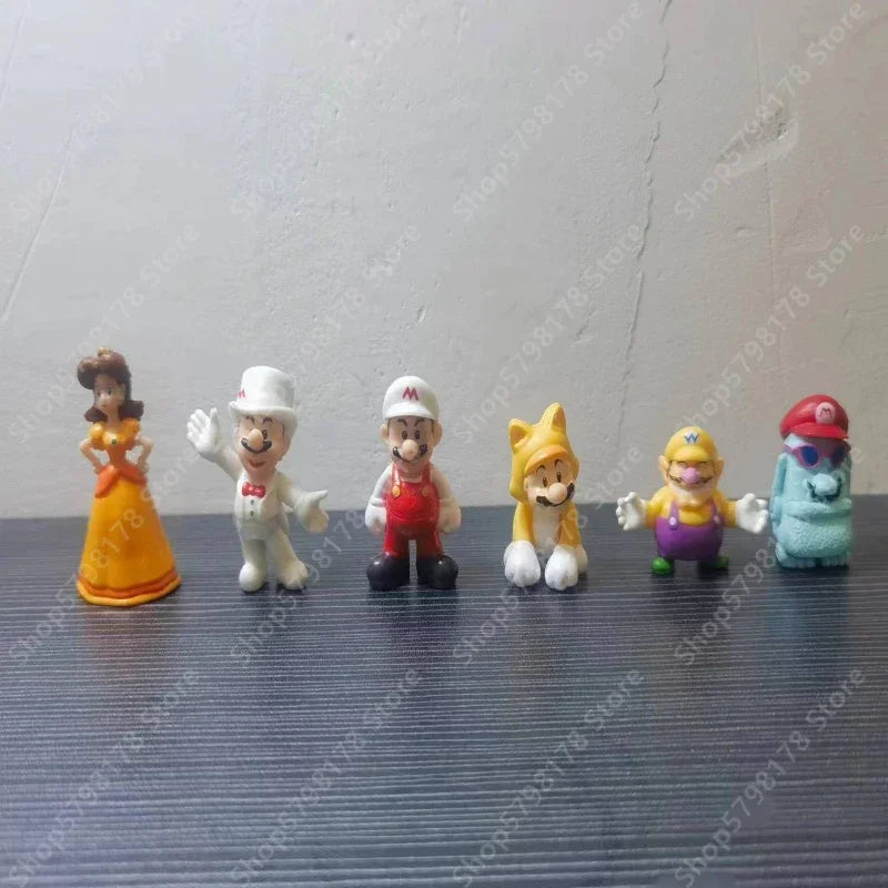 Figura de Anime de Super Mario: muñecos de plástico de Mario, Luigi, Yoshi y Waluigi. Adornos sorpresa, juguetes para el calendario de adviento navideño y regalos de cumpleaños.