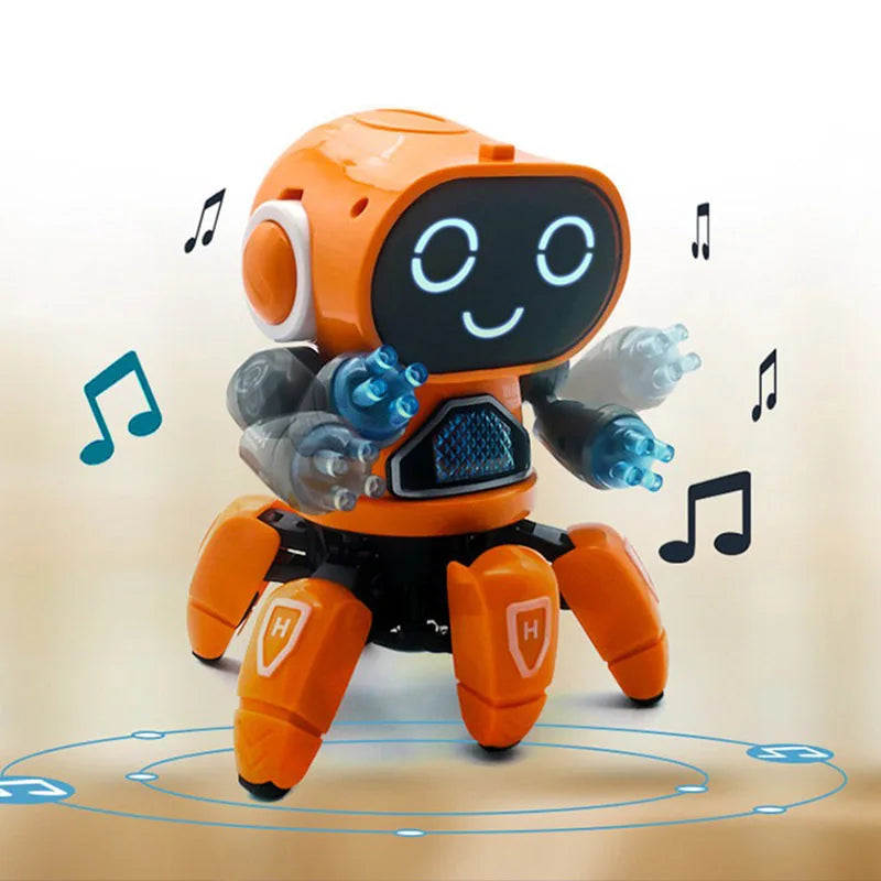 Juguetes educativos de robots bailarines con música y luces LED. Incluye un pulpo robótico de 6 brazos. Ideal como regalo de cumpleaños para bebés y niños.