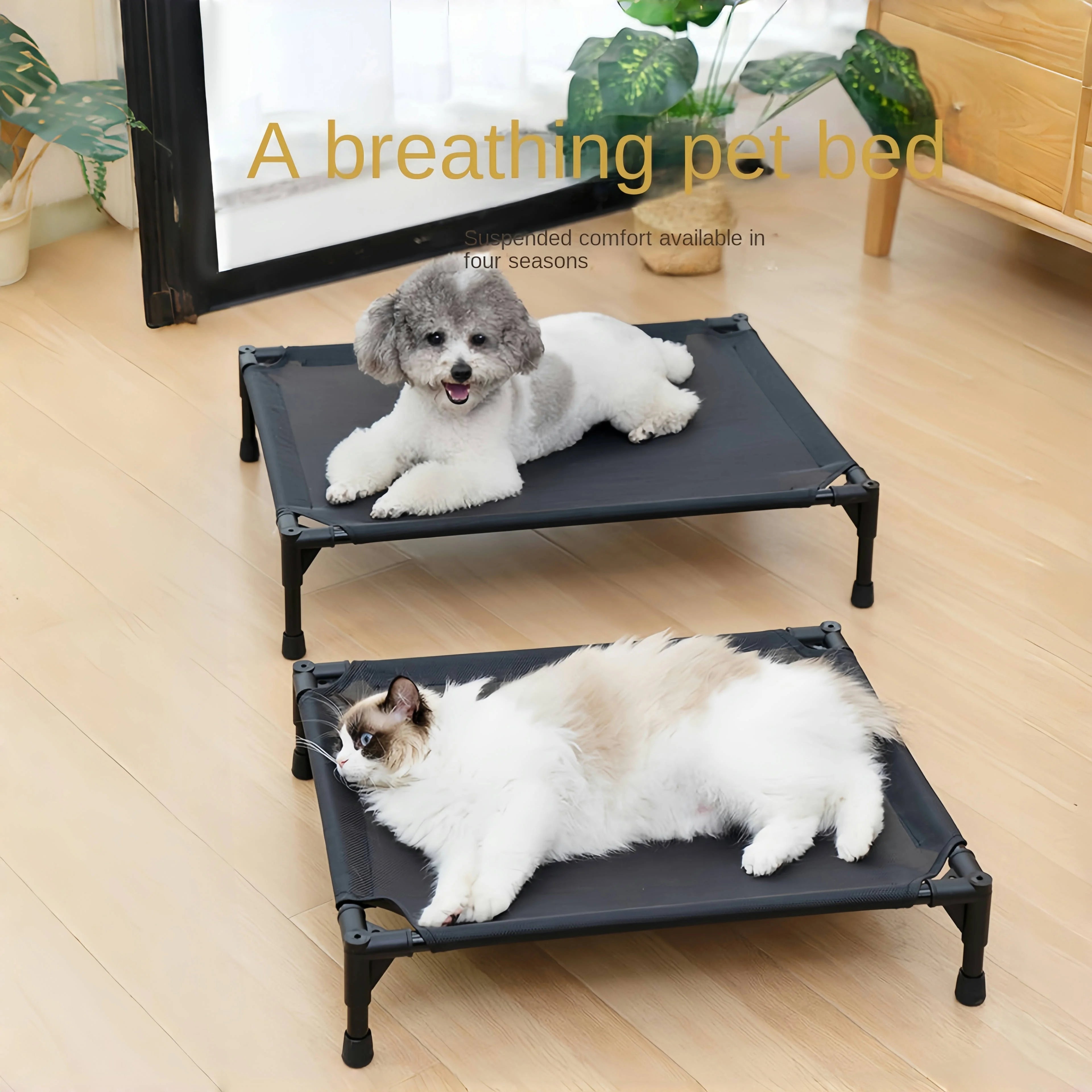 Cama de camping para mascotas: Hamaca desmontable y cómoda para perros, con base antideslizante y resistente a la humedad. Cama elevada para perros.