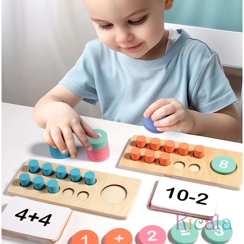 Juegos de Madera para Aprender Matemáticas: Set Montessori de Aritmética y Descomposición Numérica, Juguetes Educativos para el Desarrollo Temprano de Niños Pequeños.