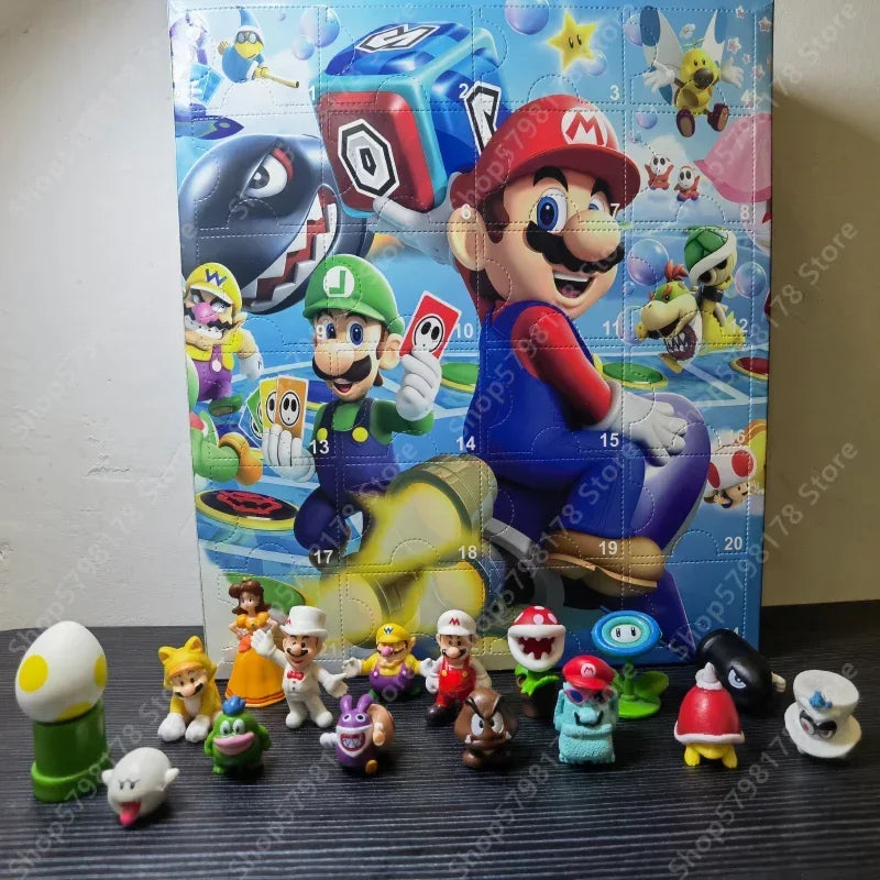 Figura de Anime de Super Mario: muñecos de plástico de Mario, Luigi, Yoshi y Waluigi. Adornos sorpresa, juguetes para el calendario de adviento navideño y regalos de cumpleaños.