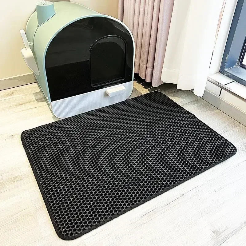 Alfombrilla impermeable y lavable para la caja de arena del gato, con doble capa y antideslizante, perfecta para mantener limpia a tu mascota.