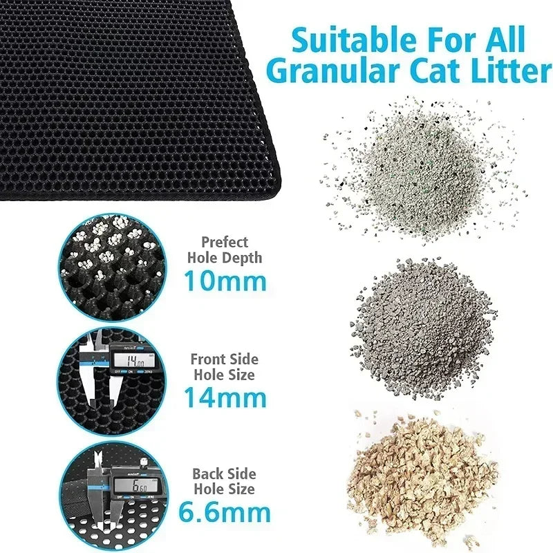 Alfombrilla impermeable y lavable para la caja de arena del gato, con doble capa y antideslizante, perfecta para mantener limpia a tu mascota.