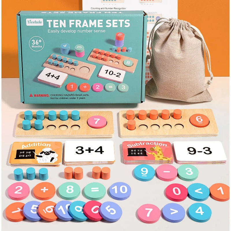 Juegos de Madera para Aprender Matemáticas: Set Montessori de Aritmética y Descomposición Numérica, Juguetes Educativos para el Desarrollo Temprano de Niños Pequeños.